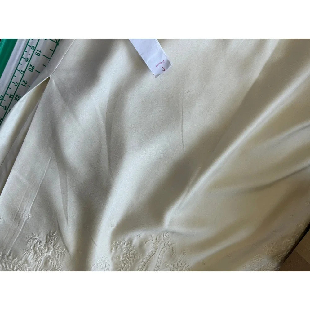 Talbots Pure Silk Maxi Skirt Ivory Embroidered Floral Paisley Side Slit Size 16